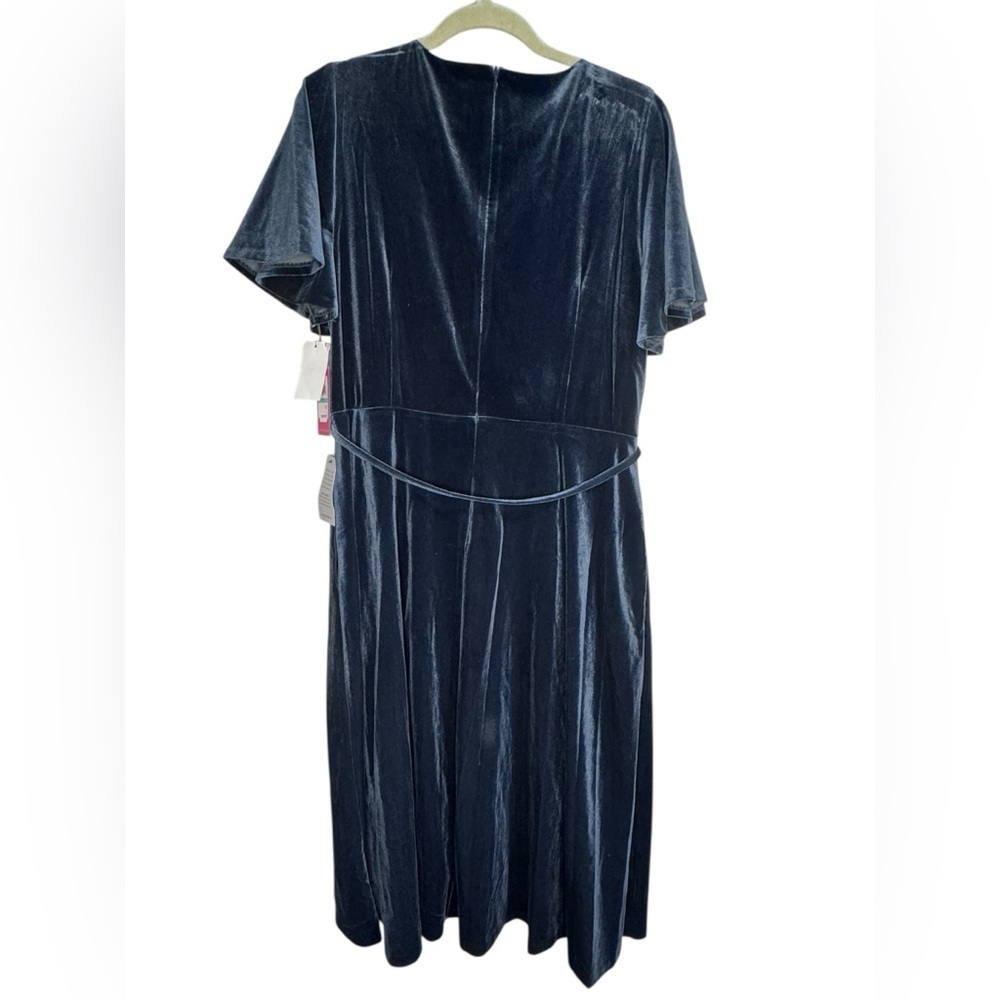 Vince Camuto Charcoal Blue Velvet Wrap Dress 16 NWT – Cocktail / Holiday Party - Picture 2 of 7